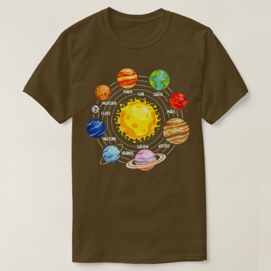 T-shirt All Solar Systems Planets Astronaut Science Space  (Design devant)