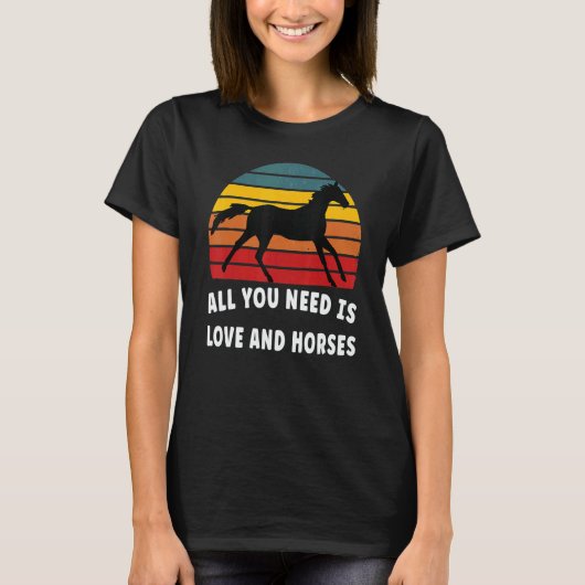 T-shirt All you need is love and horses (Devant)