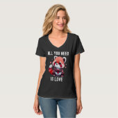 T-shirt All you need is love with heart red panda Valentin (Devant entier)
