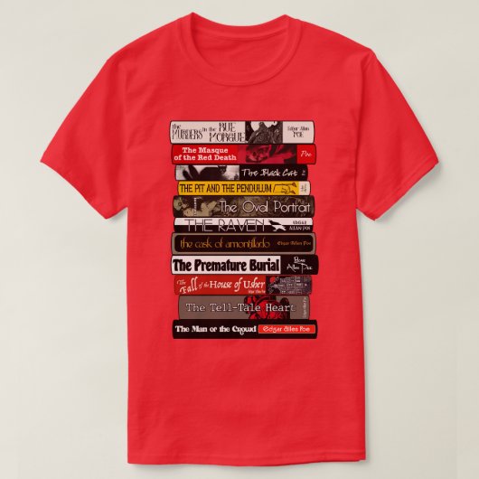 T-shirt Allan Poe Books Stack (Design devant)