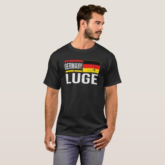 T-shirt Allemagne Luge Drapeau Sledge Racing Extrême Winte (Devant entier)
