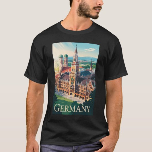 T-shirt Allemagne Munich Illustration Voyage Art Vintage (Devant)