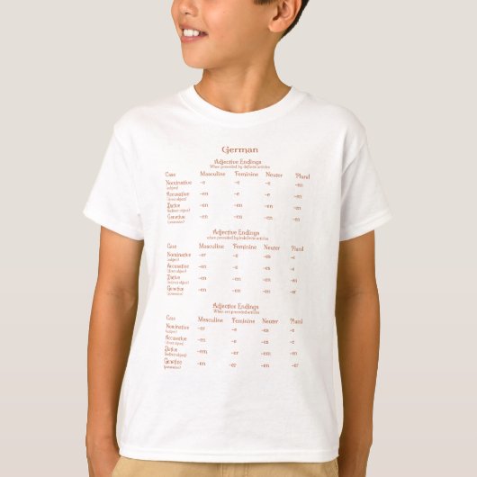 T-shirt Allemand Adjonction Endings Grammaire Graphique éd (Devant)