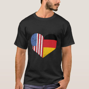 T-shirt Allemand Américain Drapeau Coeur Allemagne Usa