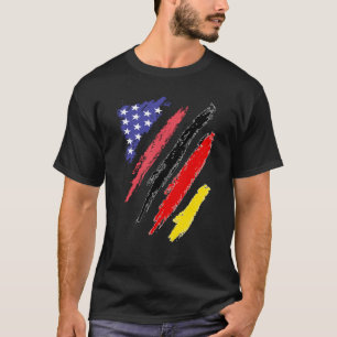 T-shirt Allemand Américain Patriot Cultivé Coeur Drapeaux