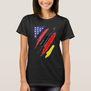 T-shirt Allemand Américain Patriot Cultivé Coeur Drapeaux