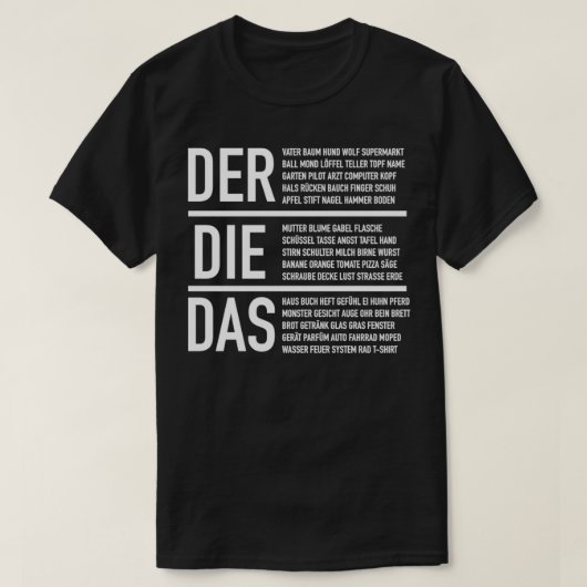 T-shirt Allemand Articles Allemand Langue allemande Feuill (Design devant)