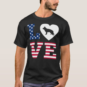 T-shirt Allemand Berger Amour Coeur Drapeau Américain