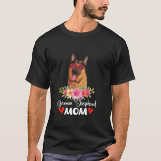 T-shirt Allemand Berger Maman Mama Lunettes de soleil Fleu