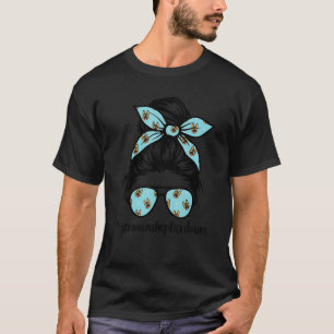 T-shirt Allemand Berger Maman Vie Gsd Mama Messy Bun Femme
