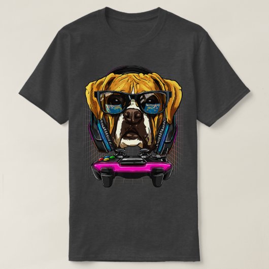 T-shirt Allemand Boxer Chien Ordinateur Vidéo Jeu Lover Je (Design devant)