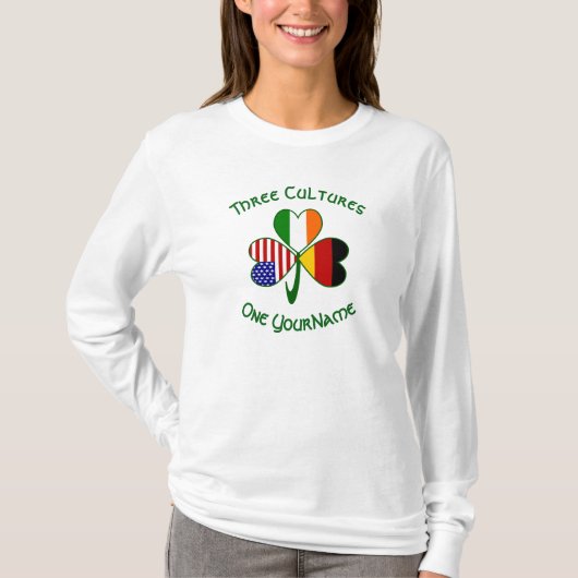 T-shirt Allemand Irlandais Shamrock américain drapeaux Per (Devant)