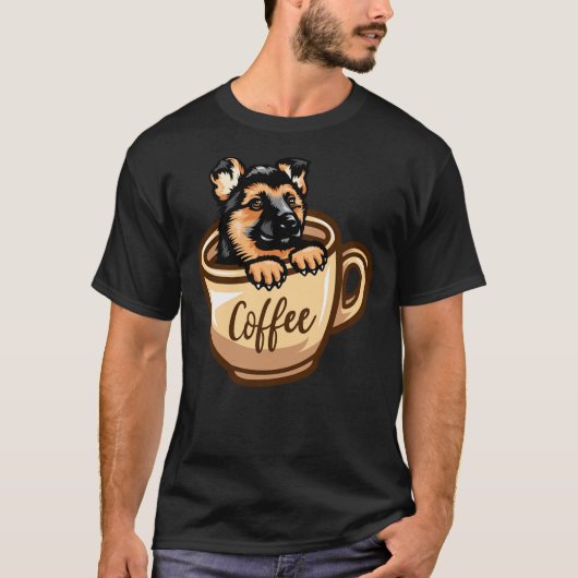 T-shirt Allemand Shepherd Black Portrait Head Vector (Devant)