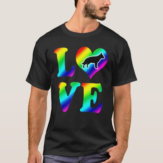 T-shirt Allemand Shepherd Pride Rainbow Love (Devant)