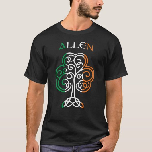 T-shirt ALLEN Nom irlandais Shamrock Irlande Drapeau Famil (Devant)