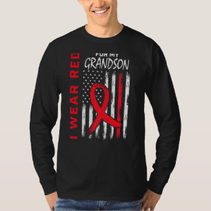 T-shirt Aller Rouge Petit-Fils Maladie Cardiaque Drapeau É