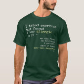 T-shirt Allergic Pour Exercice Funny Lazy Bum Excusent Gym (Devant)