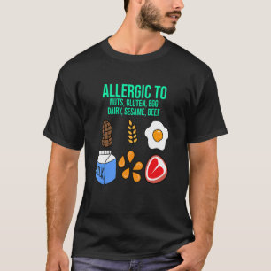 T-shirt Allergie Aux Nuts Gluten Aliments Laitiers Allergi