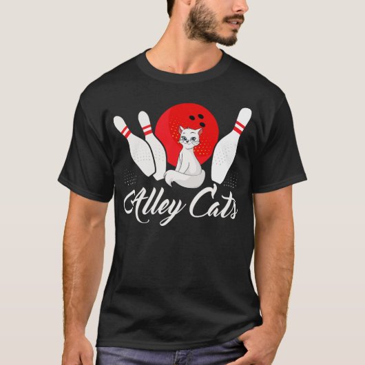 T-shirt Alley Cat Funny Bowler Bowling (2) (Devant)
