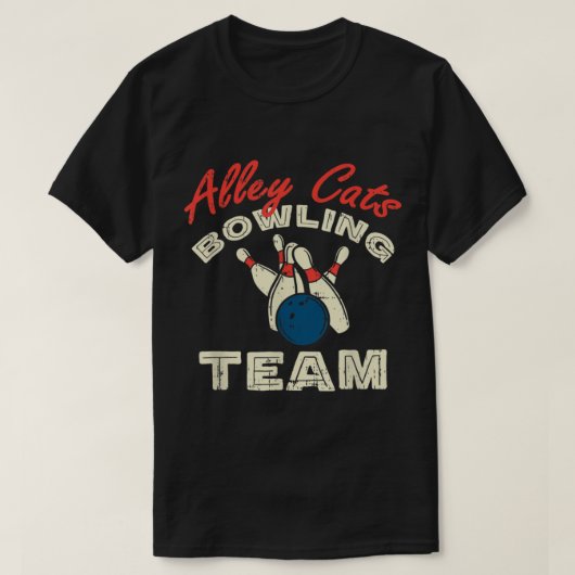 T-shirt Alley Cats Bowling Team I Funny 10 Pin Gutter Bowl (Design devant)