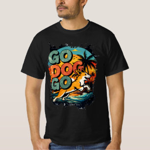 T-shirt Allez Chien Allez – Rétro Surf Corgi Aventure Illu