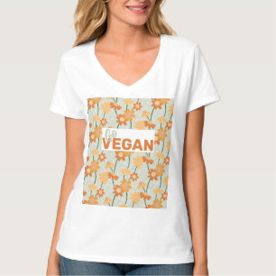 T-shirt Allez Vegan ! Joli rétro muté fleurs des années 19