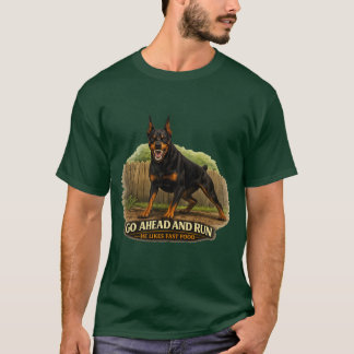 T-shirt Allez-y, courez Il aime la restauration rapide Dob