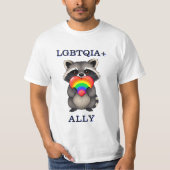 T-shirt Alliance LGBTQIA+ | Raccoon avec Rainbow Heart (Devant)
