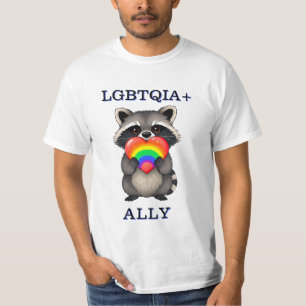 T-shirt Alliance LGBTQIA+ Raccoon avec Rainbow Heart