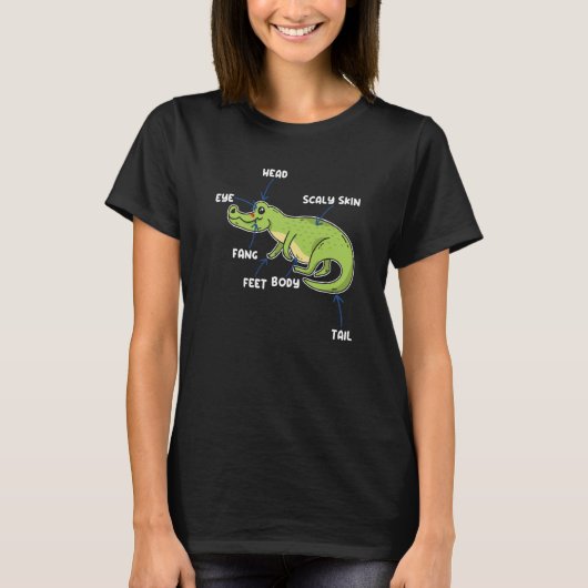 T-shirt Alligator Anatomy Cute Alligator (Devant)