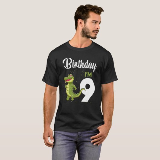 T-shirt Alligator Anniversaire 9 ans Rabbit Enfants Filles (Devant entier)