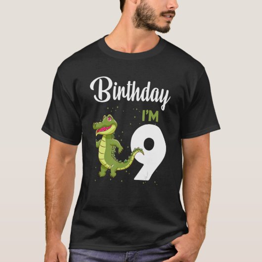 T-shirt Alligator Anniversaire 9 ans Rabbit Enfants Filles (Devant)