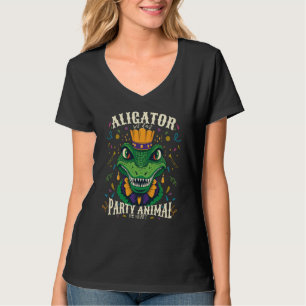 T-shirt Alligator de Mardi Gras le jour, animal de fête la