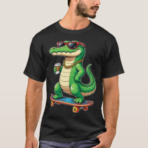T-shirt Alligator Drôle Planche à Roulettes Crocodile Cool
