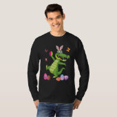 T-shirt Alligator Et Lapin Casquette OEufs De Pâques Joyeu (Devant entier)