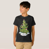 T-shirt Alligator Santa Christmas Light Tree Design (Devant entier)