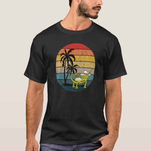 T-shirt Alligator Tanning Retro Sunset bronzer (Devant)