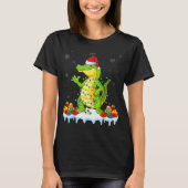 T-shirt Alligator Wearing Xmas Lights Santa Hat Alligator (Devant)