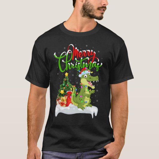 T-shirt Alligator Xmas Decorations Santa Alligator Chris (Devant)