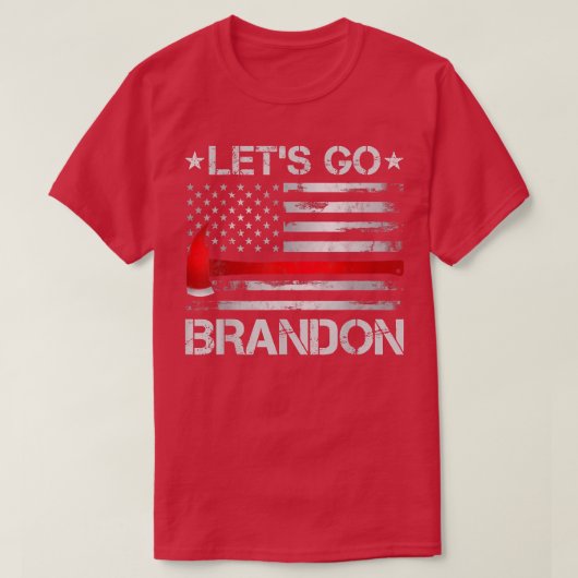 T-shirt Allons Brandon Firefighter American Flag Ae Mince (Design devant)