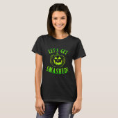 T-shirt Allons faire une Halloween Citrouille verte cassée (Devant entier)
