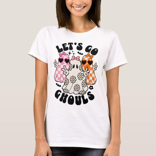 T-shirt Allons Gouls Halloween Ghost Floral Mer Éffrayante (Devant)