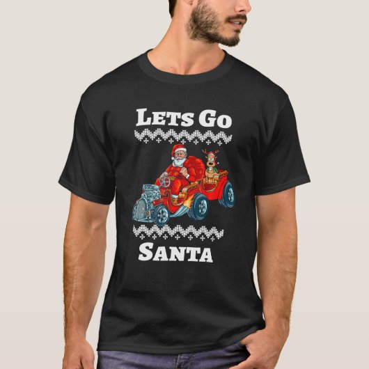 T-shirt Allons Père Noël conduire une voiture de course No (Devant)