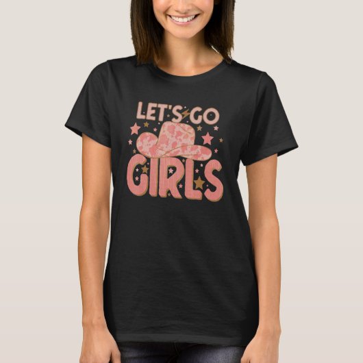 T-shirt Allons-y Filles Retro Western Cowhide Bride Party  (Devant)