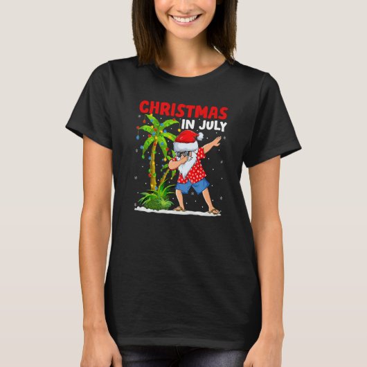T-shirt Allumage Palm Tree Hawaii Père Noël Dabbing Christ (Devant)