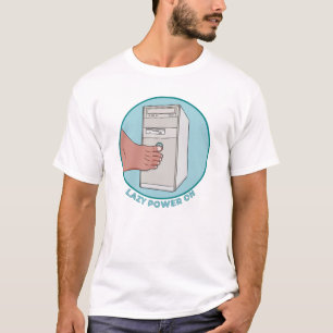 T-shirt Allumage paresseux sur une tour PC rétro avec l'or