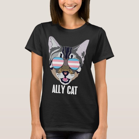 T-shirt Ally Cat Funny Cat Trans Pride (Devant)