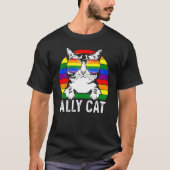 T-shirt Ally Cat LGBT Flag Rainbow Sunglasses Gay Pride Me (Devant)