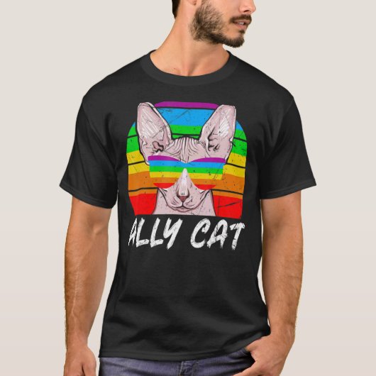T-shirt Ally Cat Rainbow (Devant)