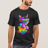 T-shirt Ally Cat Rainbow Drapeau Coeur Pour Lgbt Gay Et Le (Devant)